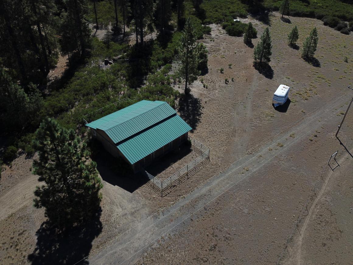 Aerial view of barn